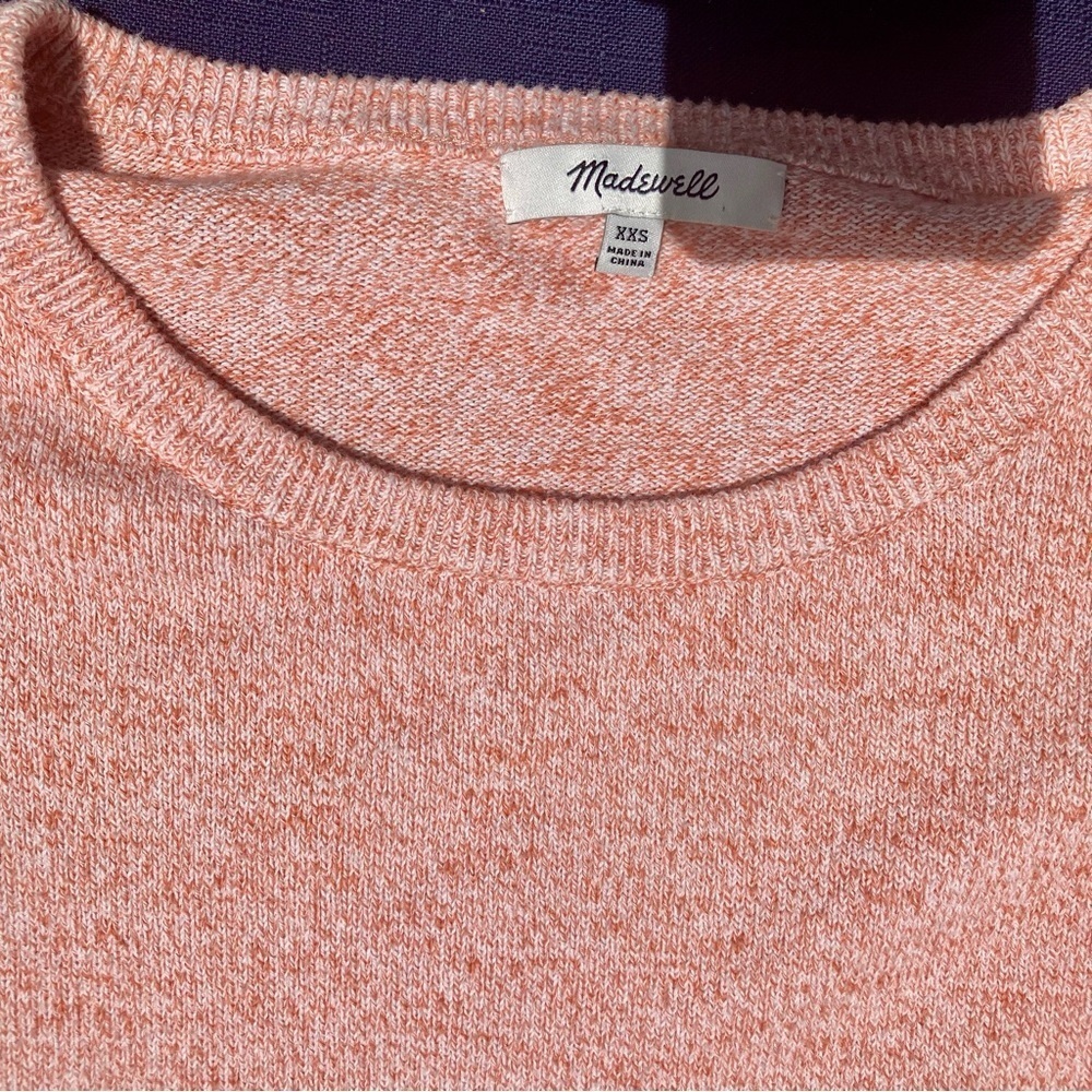 Madewell Peach Coral Heather Ruffle Short Sleeve Top Tee womens XXS cottage core - Picture 3 of 6